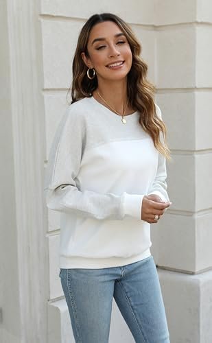 Women's Casual Long Sleeve Color Block Tops Lightweight Sweatshirts Soft Pullovers